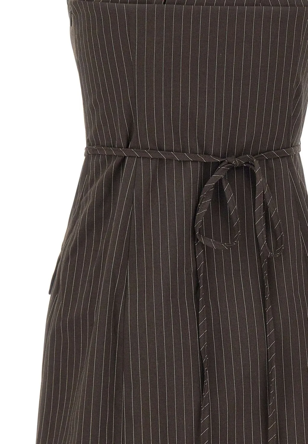 Rotate Pinstripe Belted Long Top