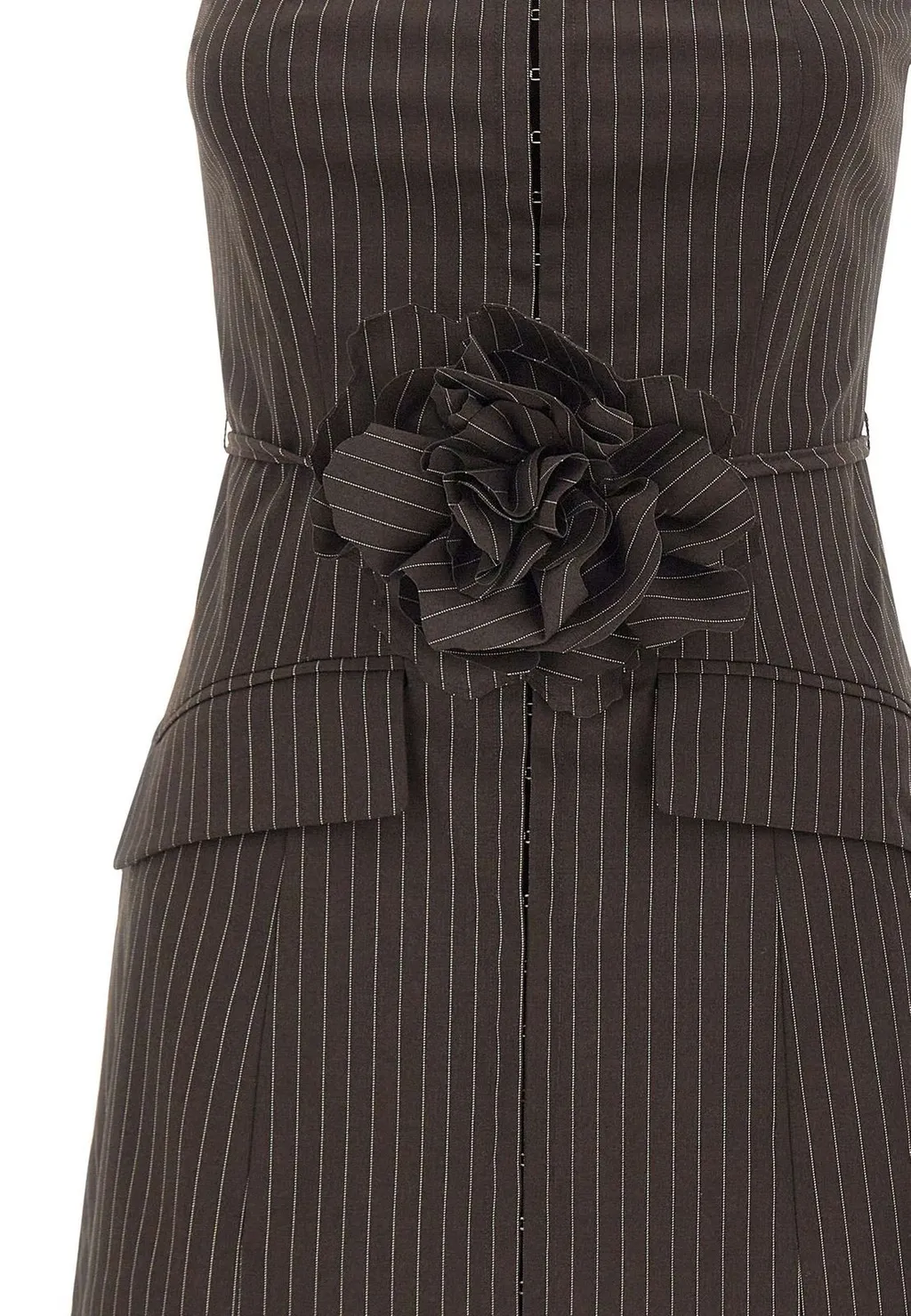 Rotate Pinstripe Belted Long Top