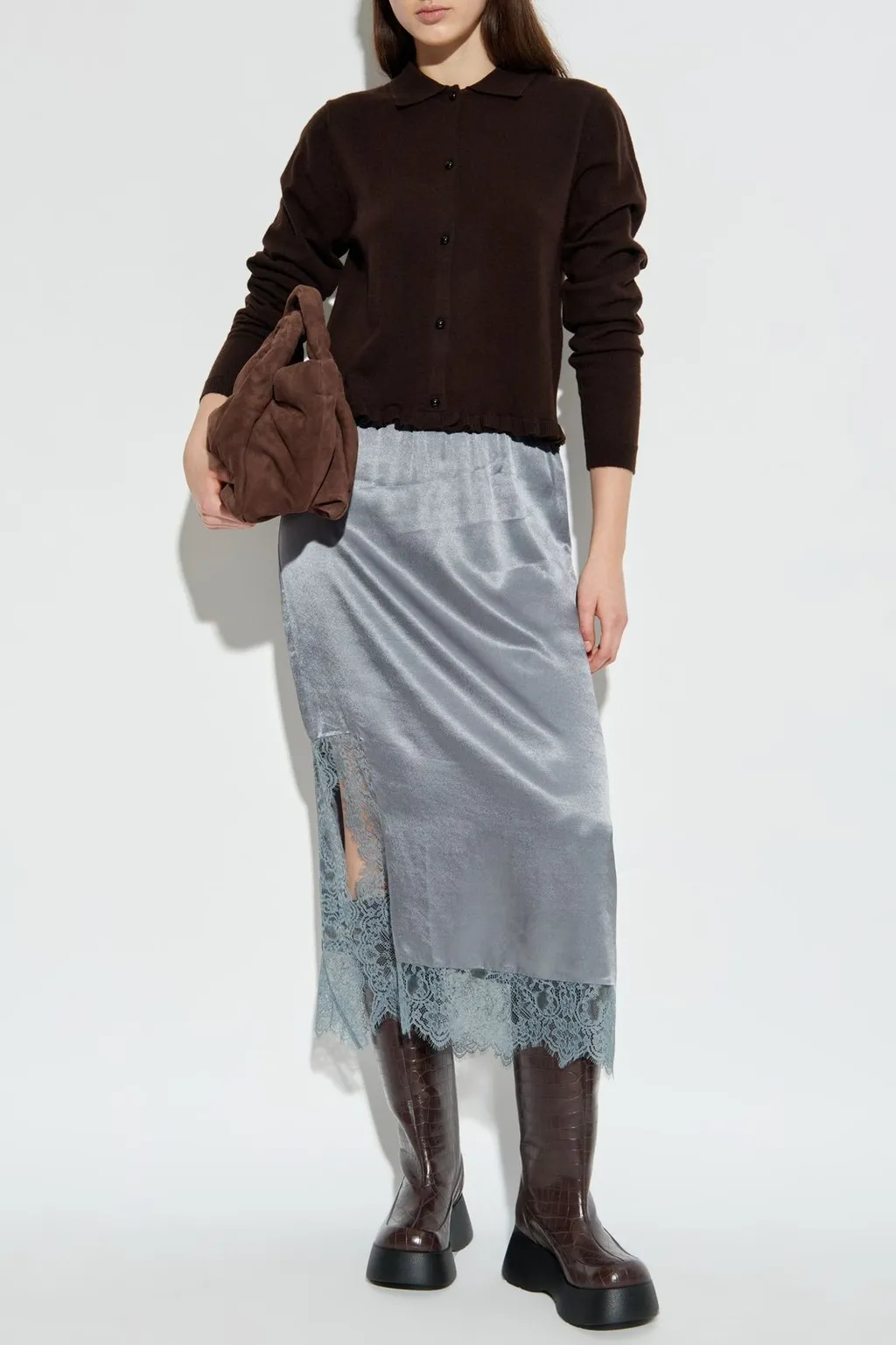 Rotate Frilled Hem Cardigan