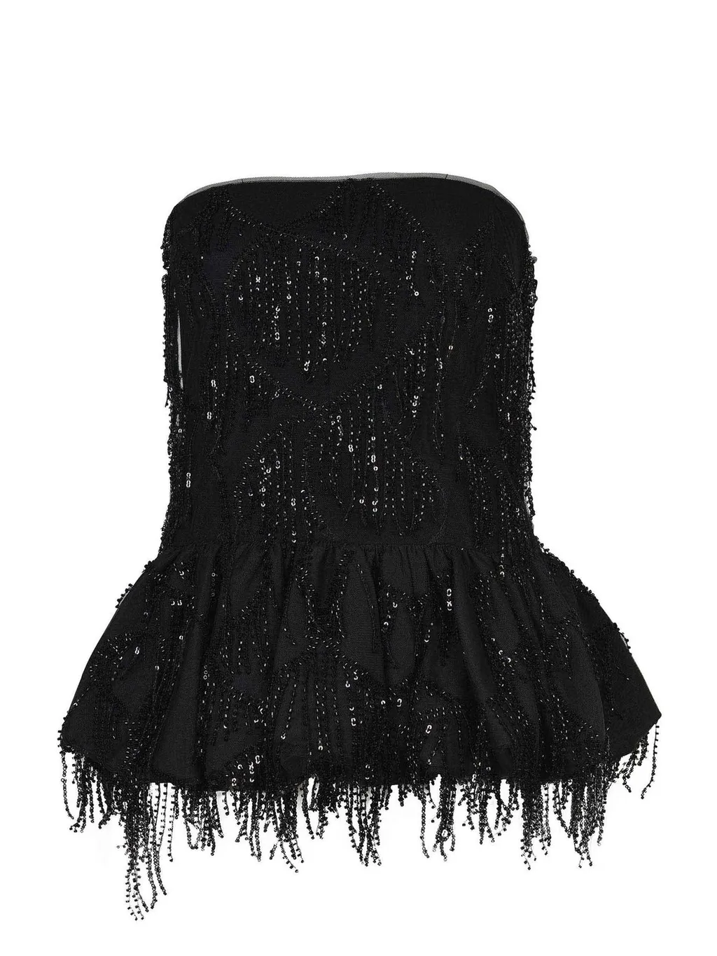 Rotate Sequined Fringe Strapless Top