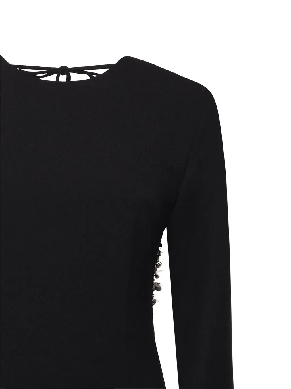 Rotate Embellished Open-Back Dress