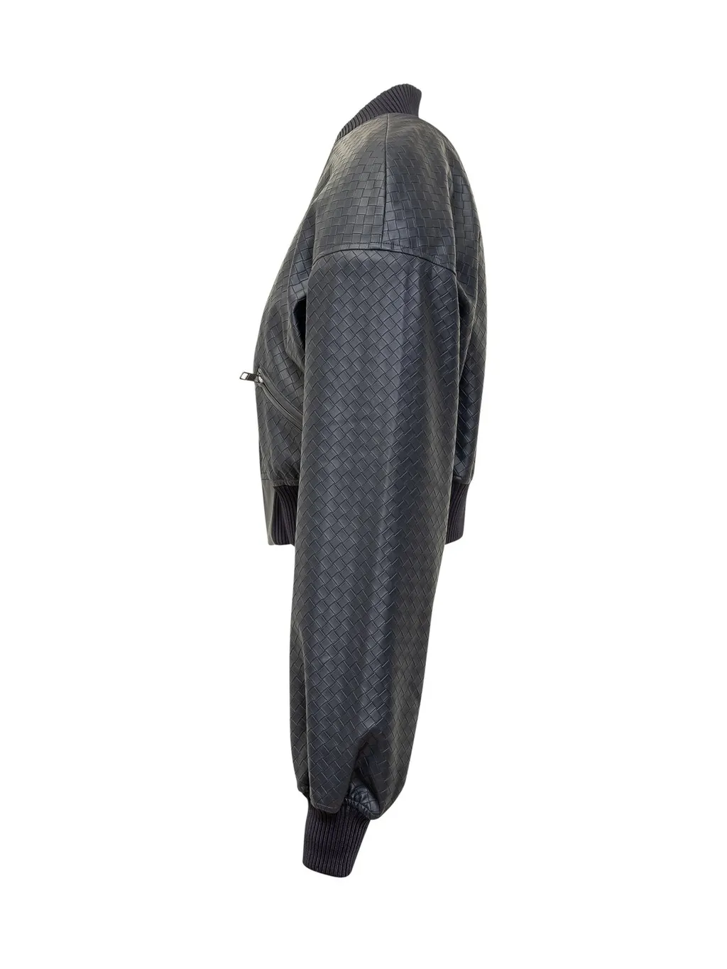 Rotate Braided Zipped Cropped Jacket