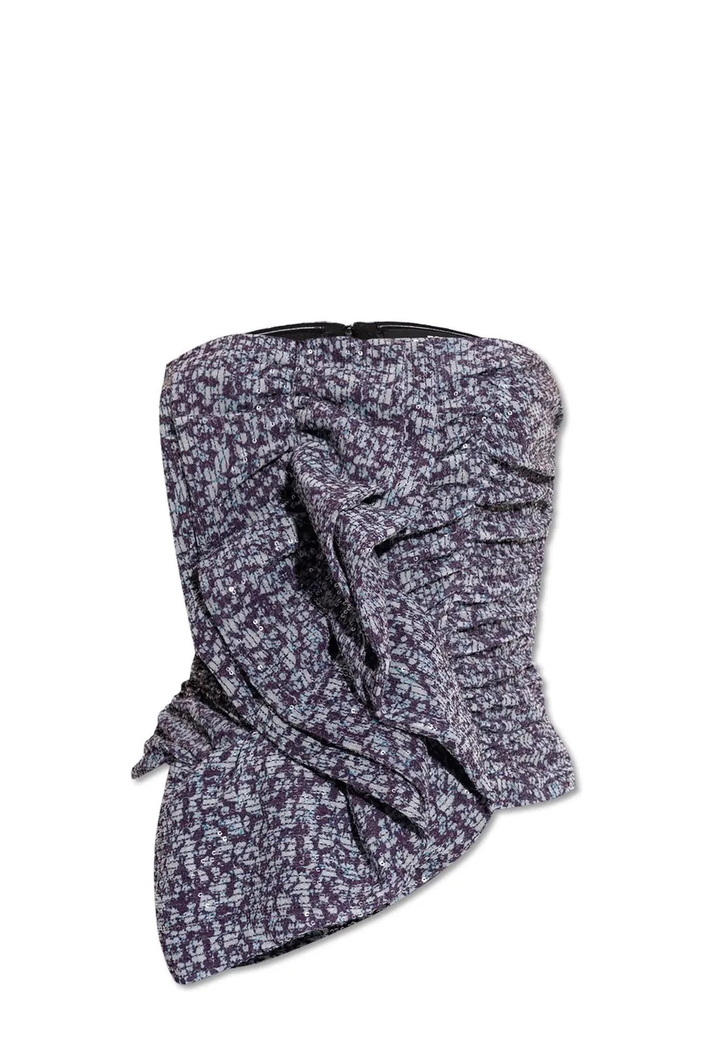 Rotate Asymmetric Hem Ruched Strapless Top