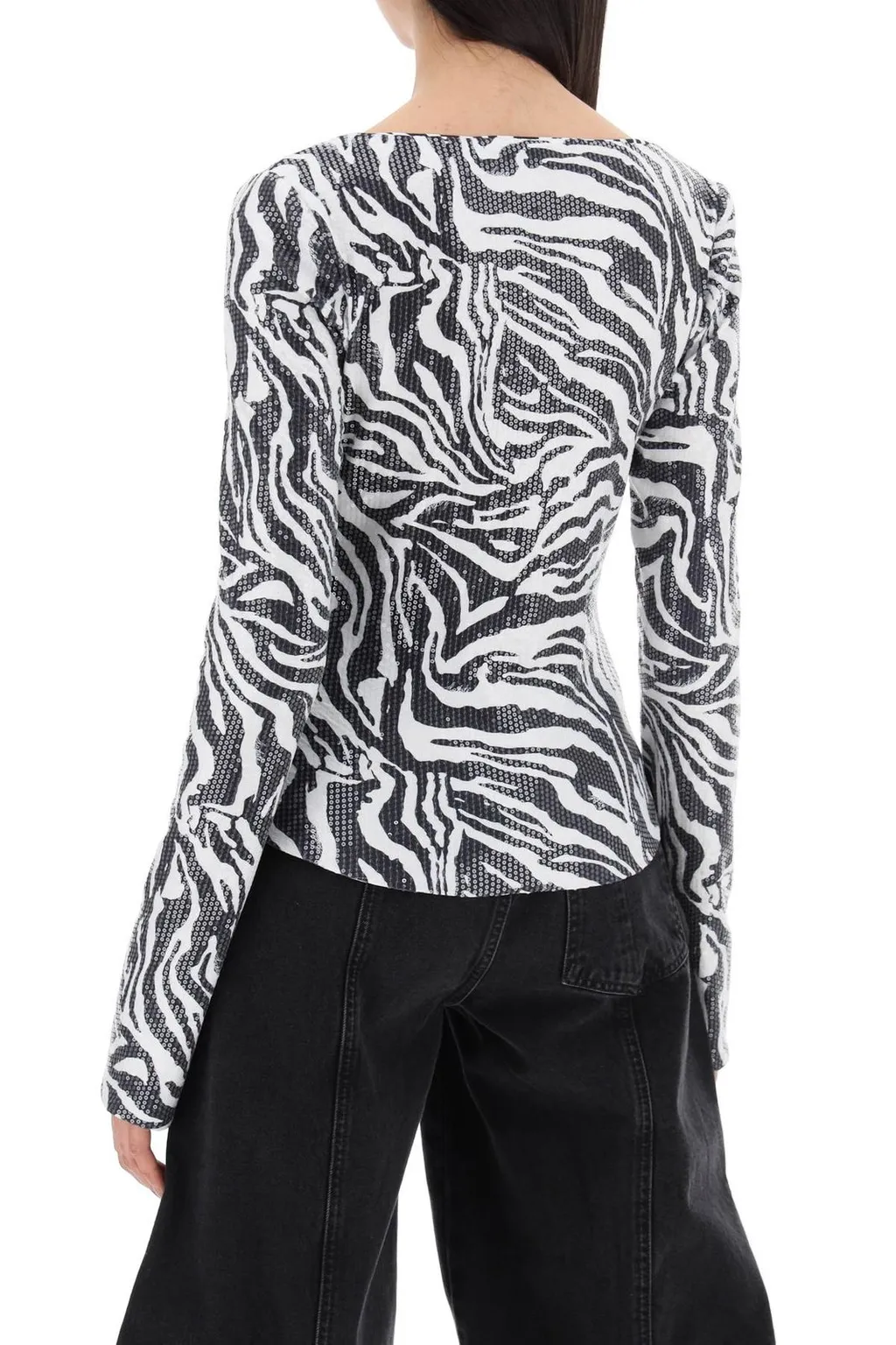 Rotate Zebra Printed Sequins T-Shirt