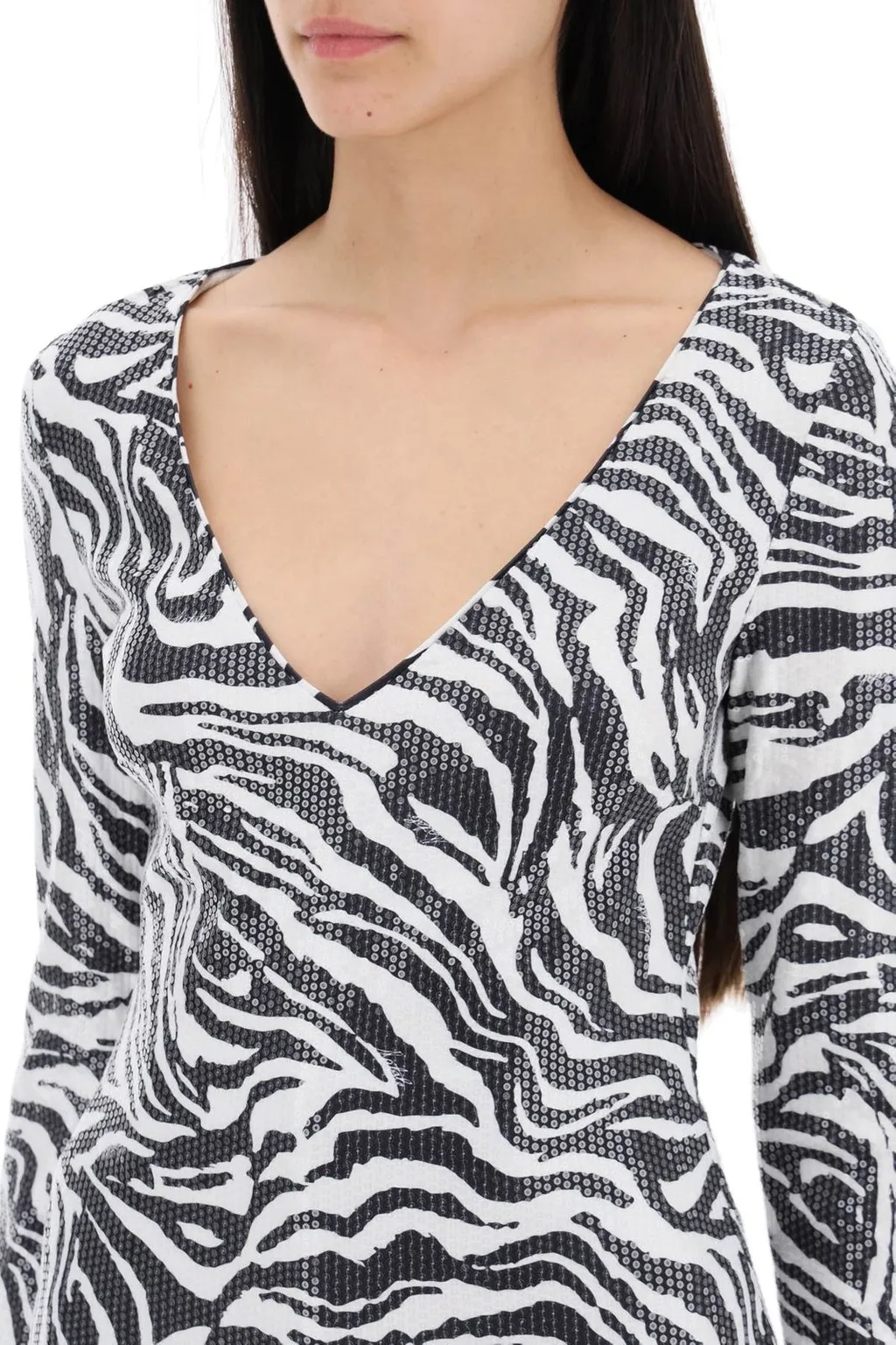 Rotate Zebra Printed Sequins T-Shirt