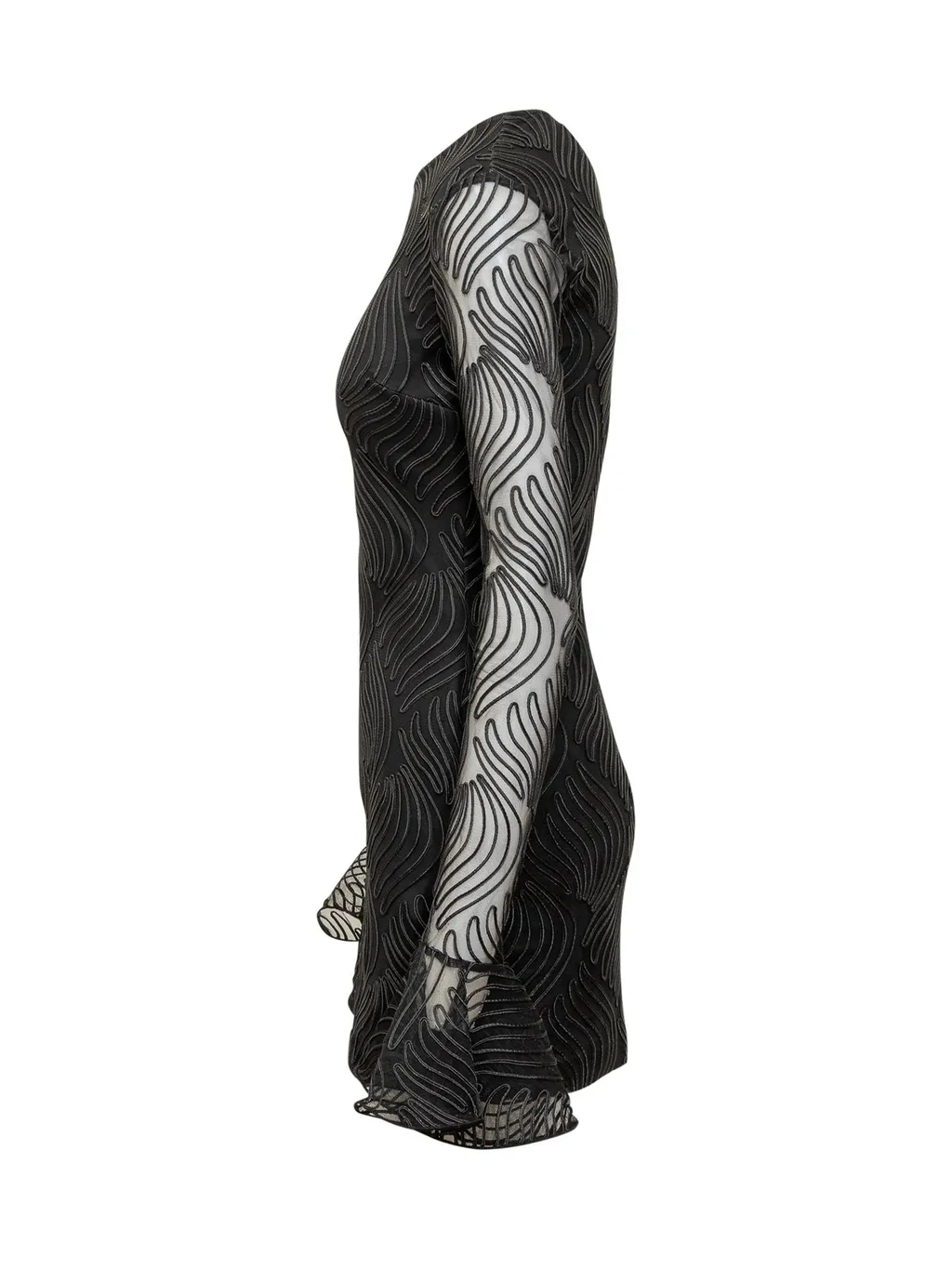 Rotate Long-Sleeved Shiny Flounce Mini Dress