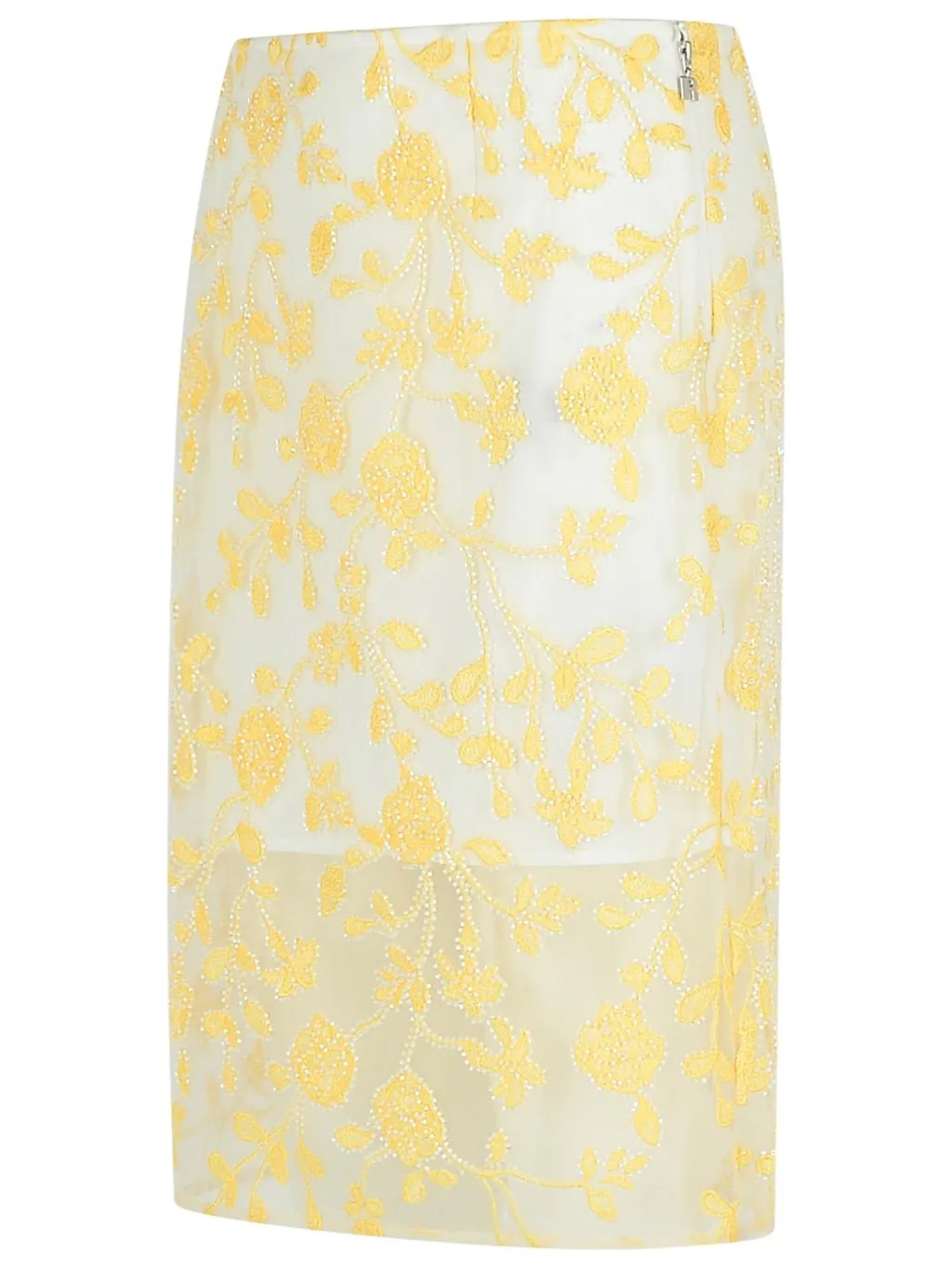 Rotate Flower-Beaded Pencil Skirt