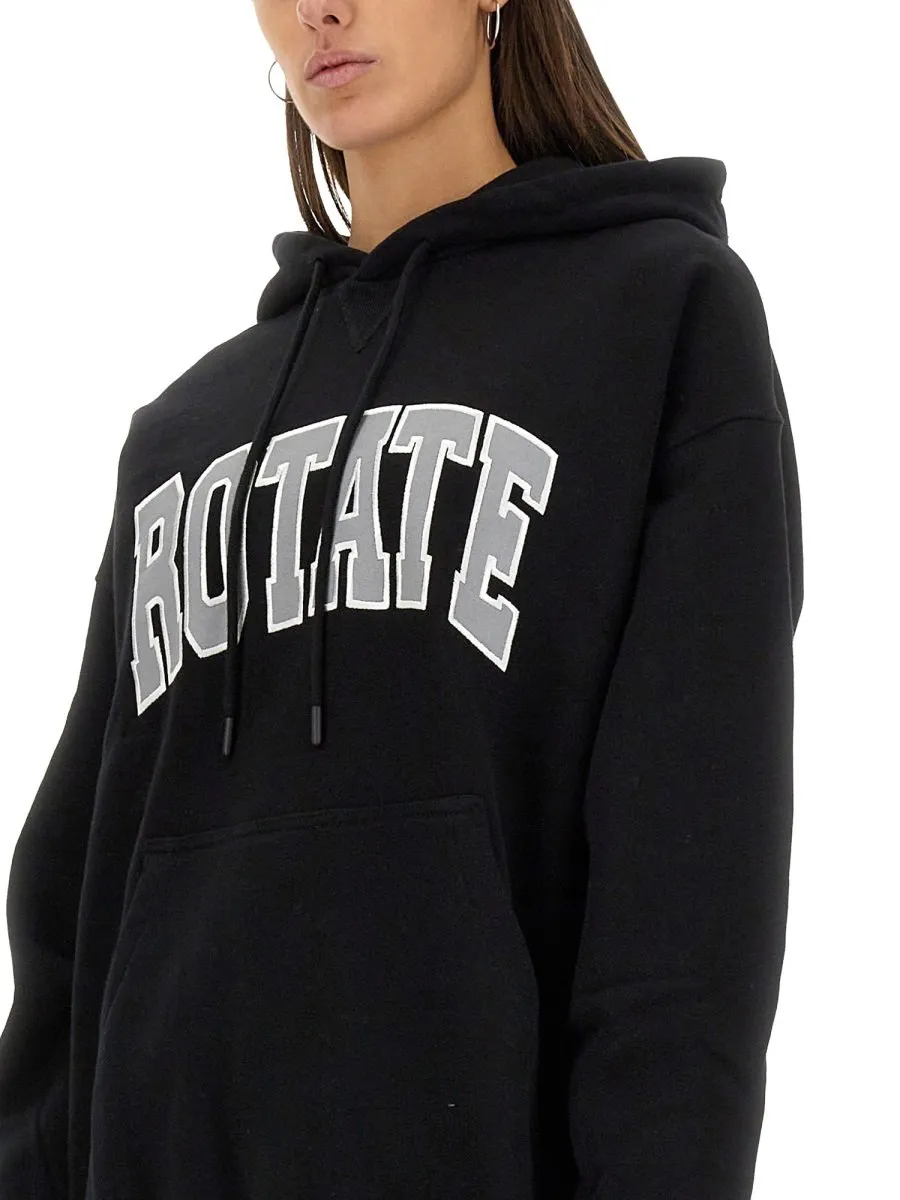 Rotate Logo Embroidered Drawstring Hoodie