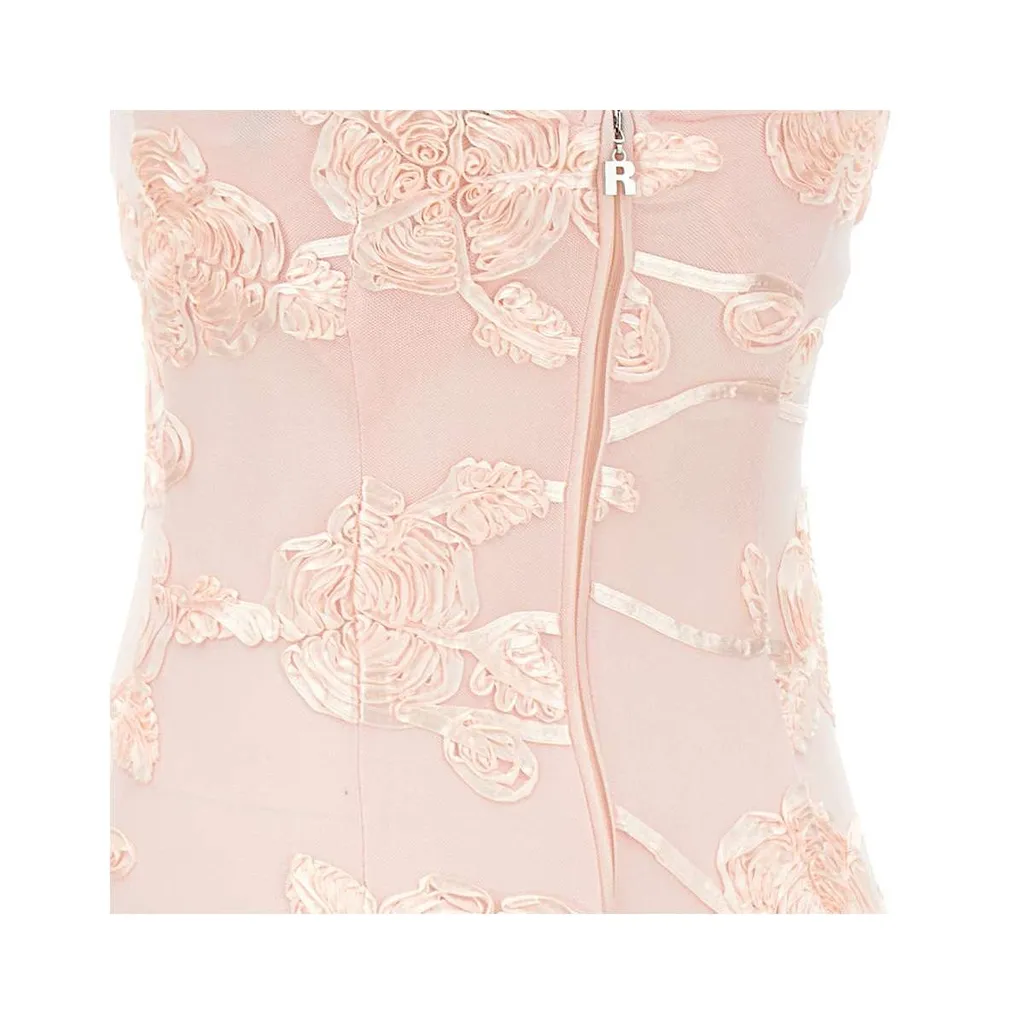 Rotate Flower Mesh Tube Dress