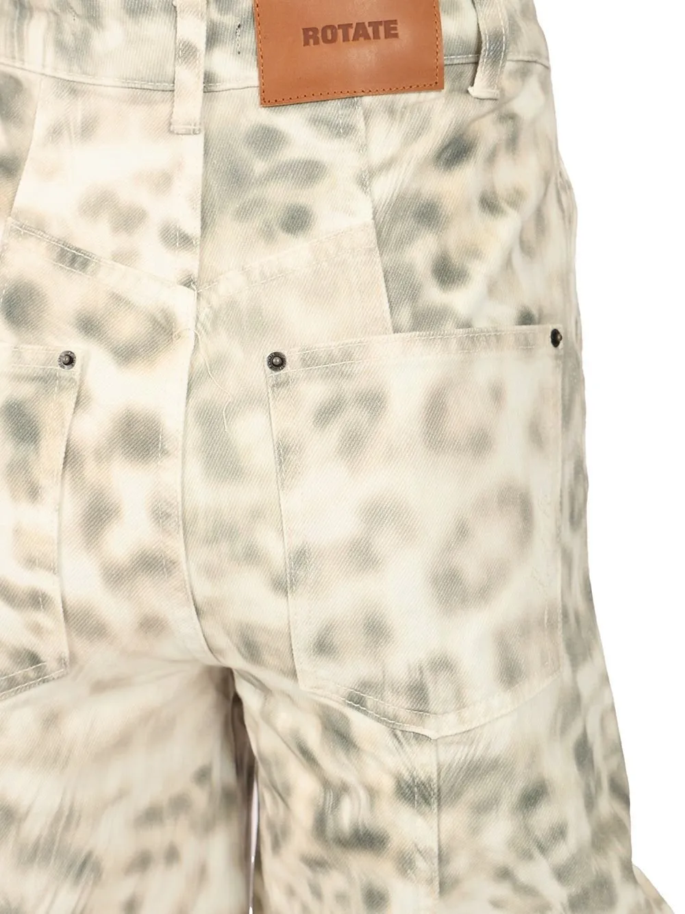Rotate Printed Denim Cargo Pants