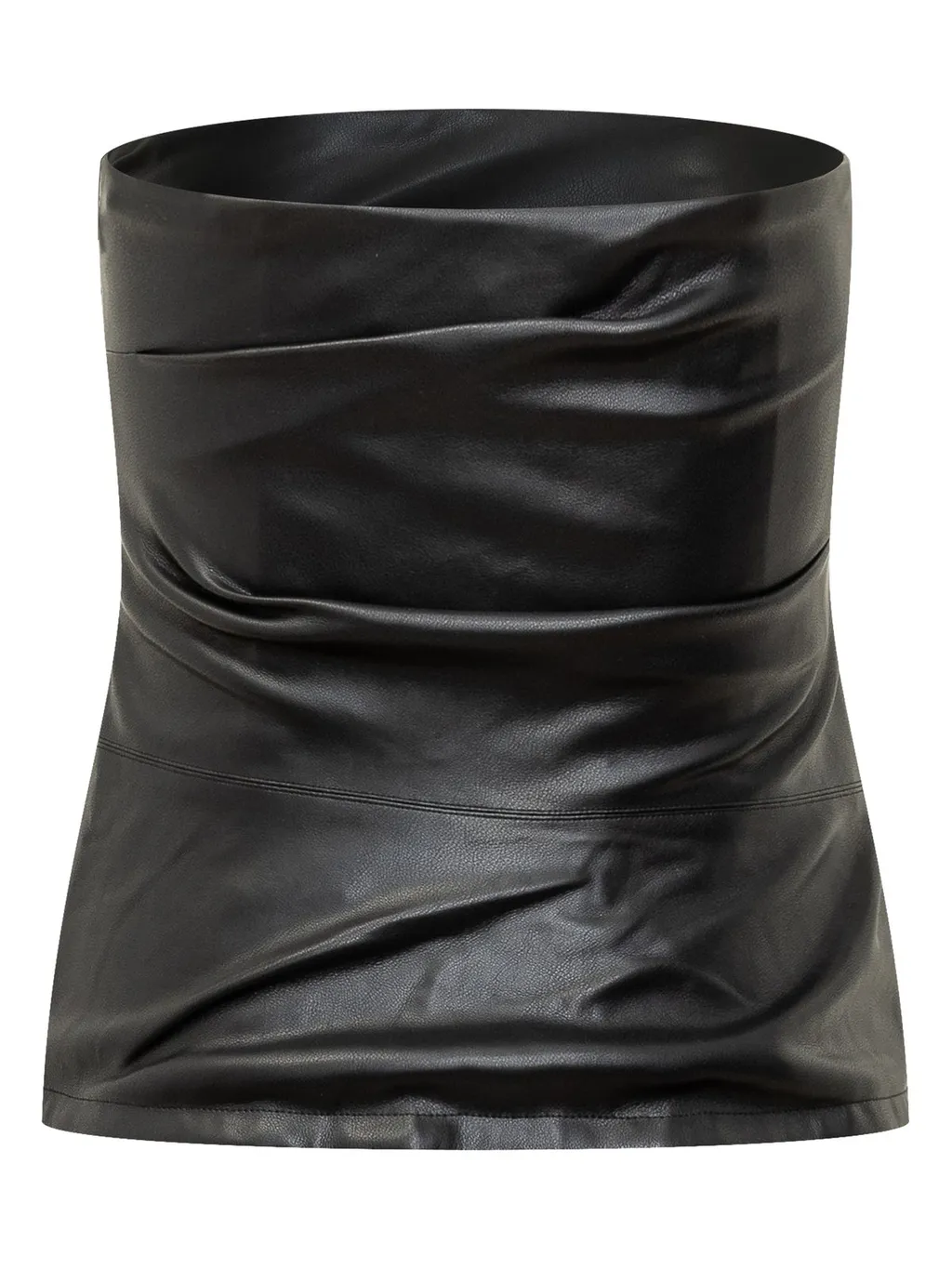 Rotate Draped Strapless Faux-Leather Top
