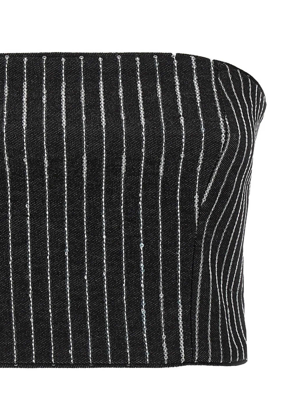 Rotate Sequined Twill Cropped Top