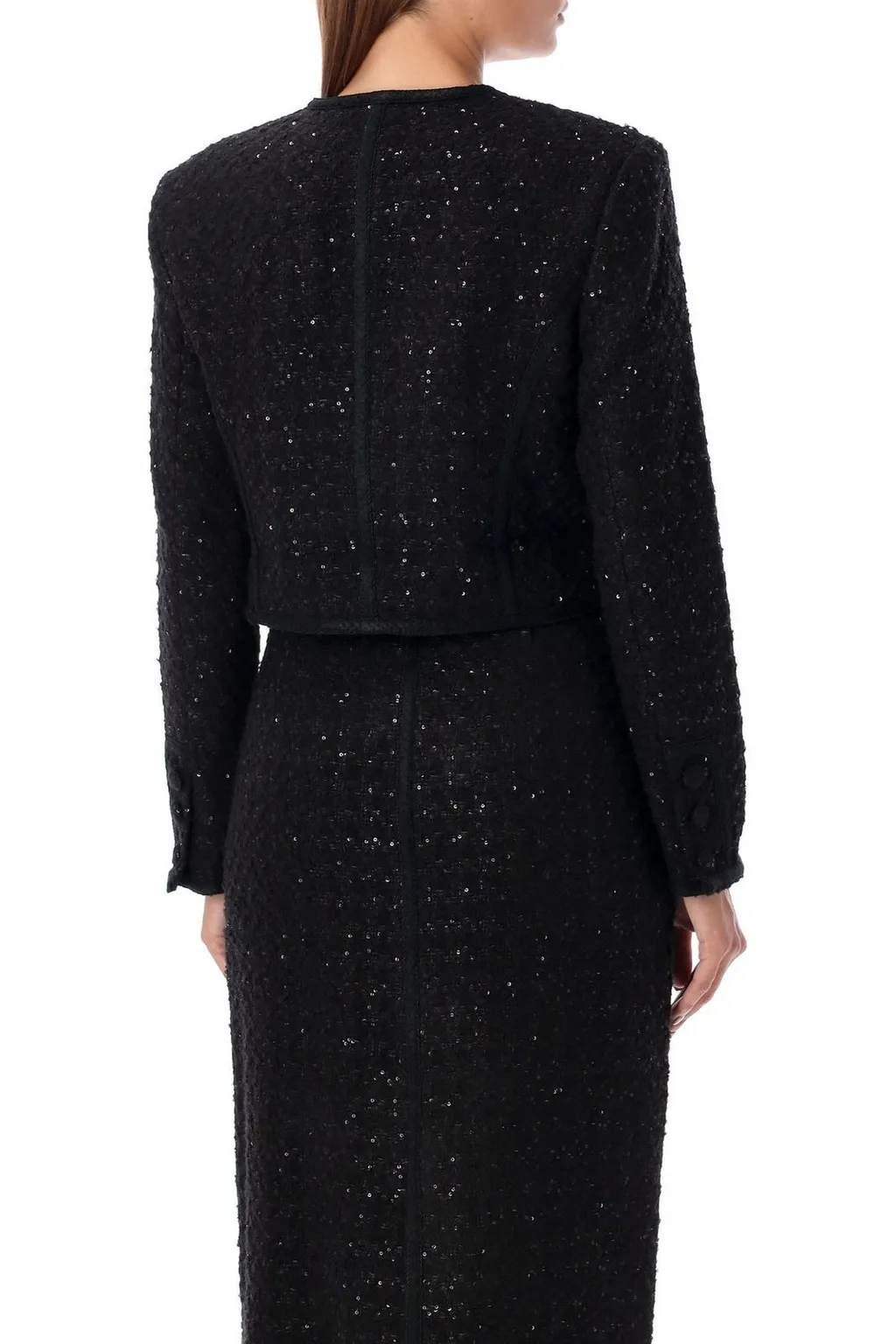 Rotate Sequin-Embellished Cropped Jacket