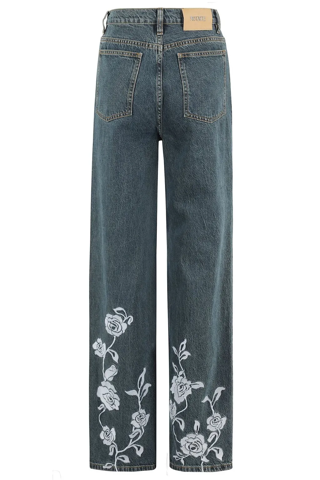 Rotate Rose Printed Straight-Leg Jeans