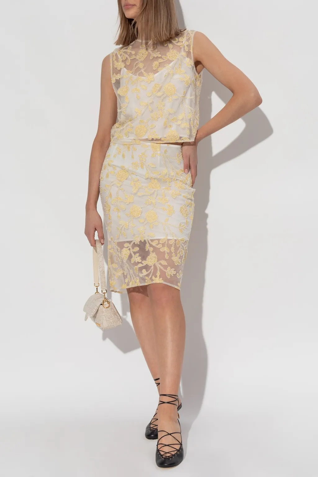 Rotate Skirt With Glittering Appliques
