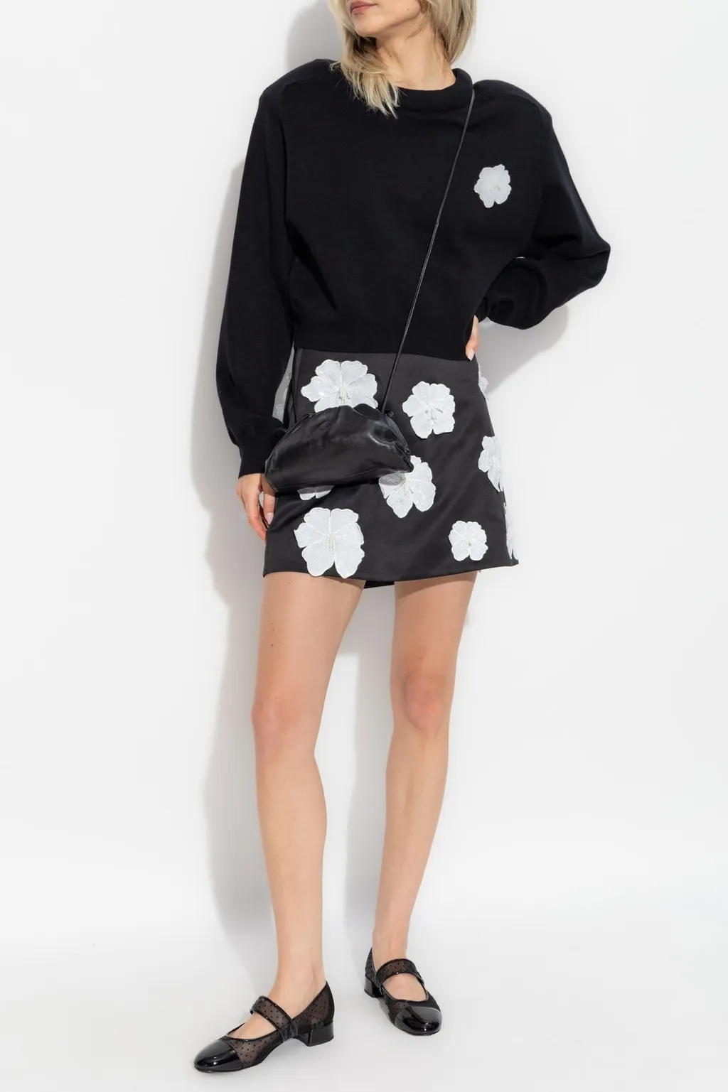 Rotate Floral Appliqué Mini Skirt