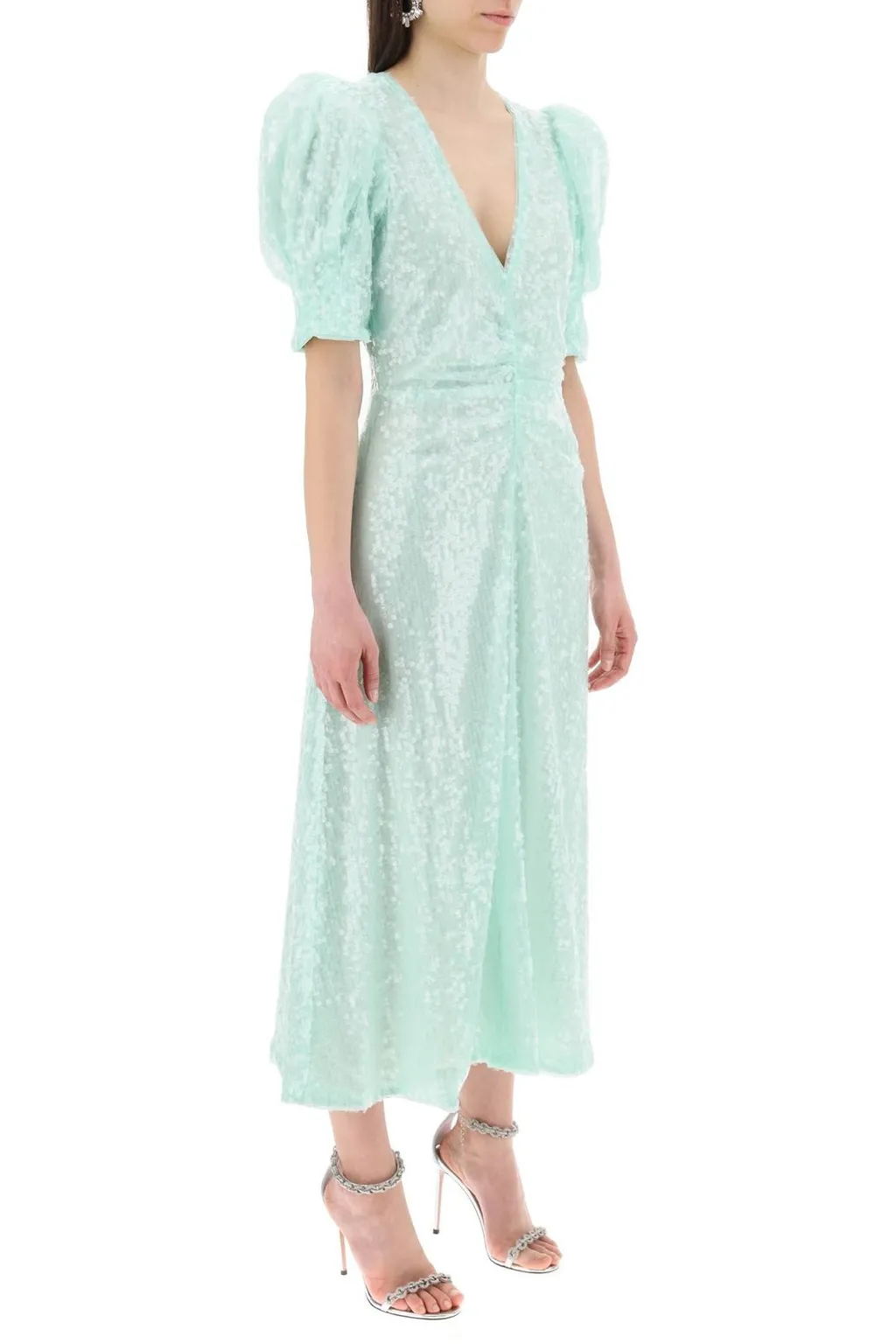 Rotate V-Neck Sequins Midi Dress