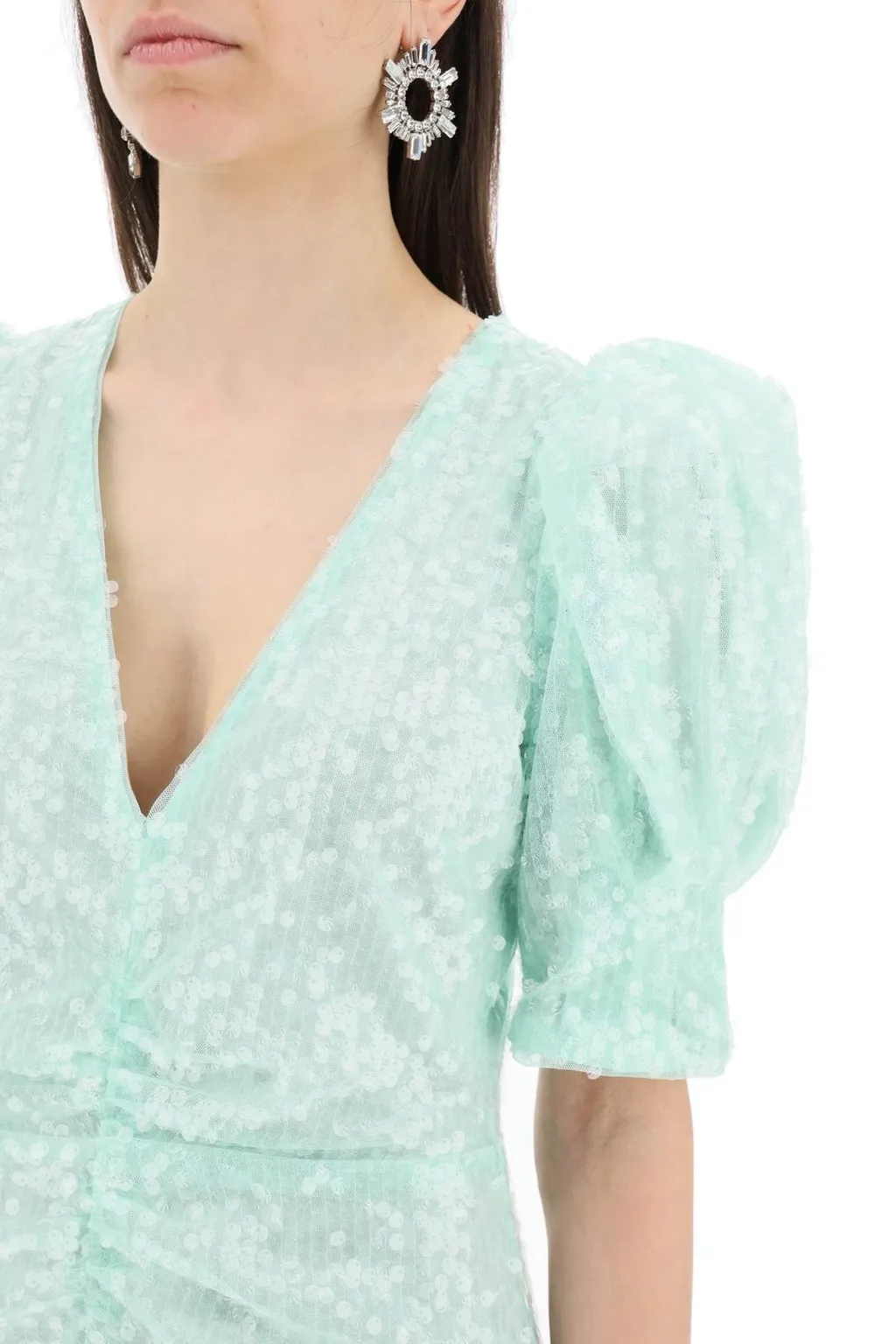 Rotate V-Neck Sequins Midi Dress