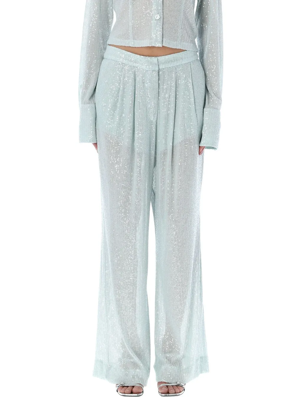 Rotate Sequin-Embellished Pleated Trousers