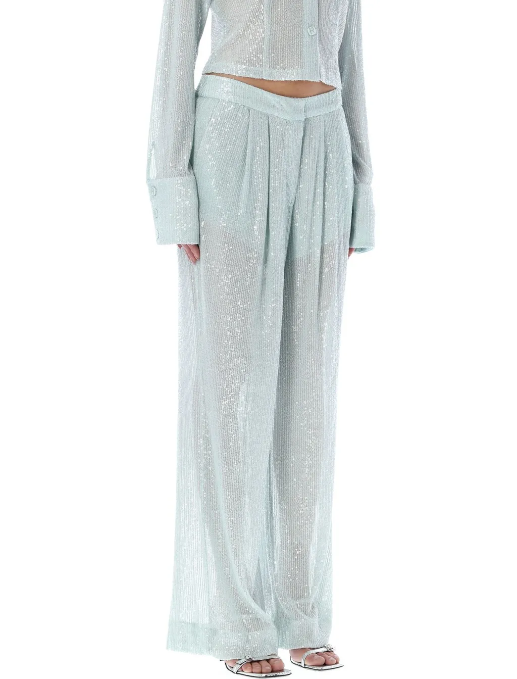Rotate Sequin-Embellished Pleated Trousers