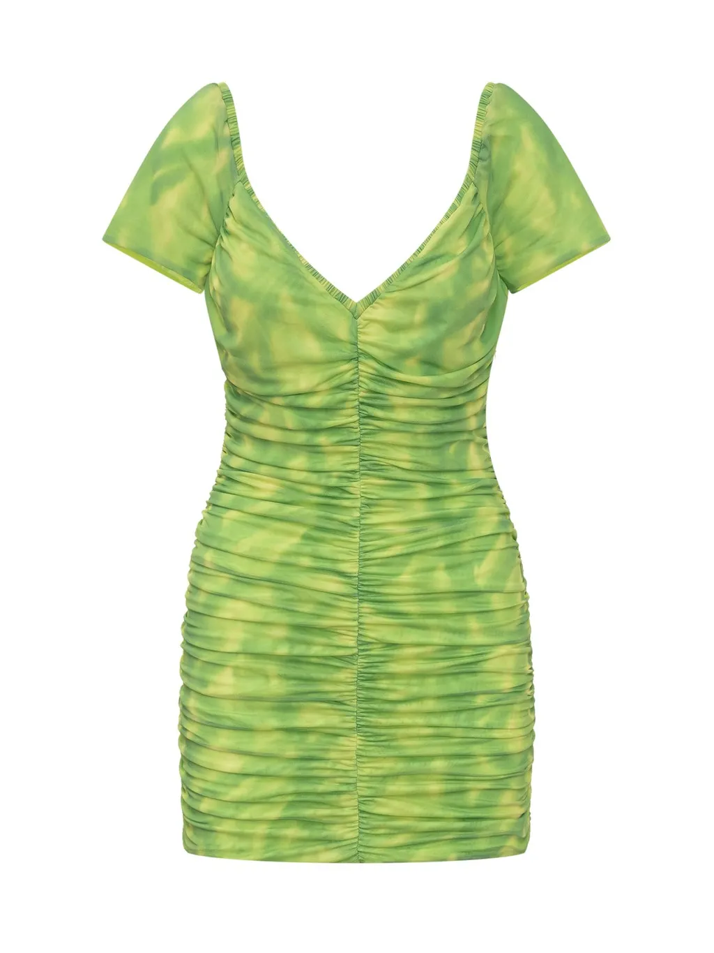 Rotate V-Neck Ruched Mini Dress