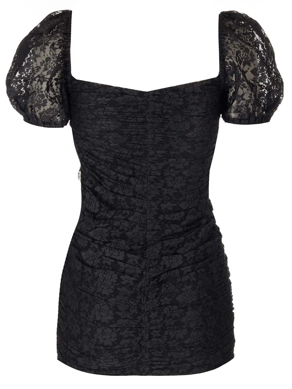 Rotate Ruched Lace Mini Dress
