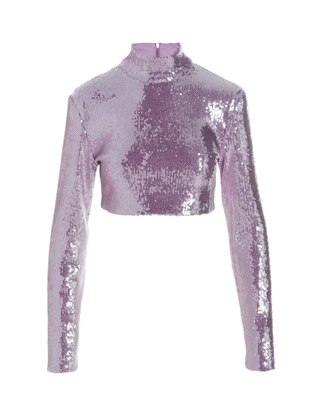 Rotate Sequinned High-Neck Cropped Top