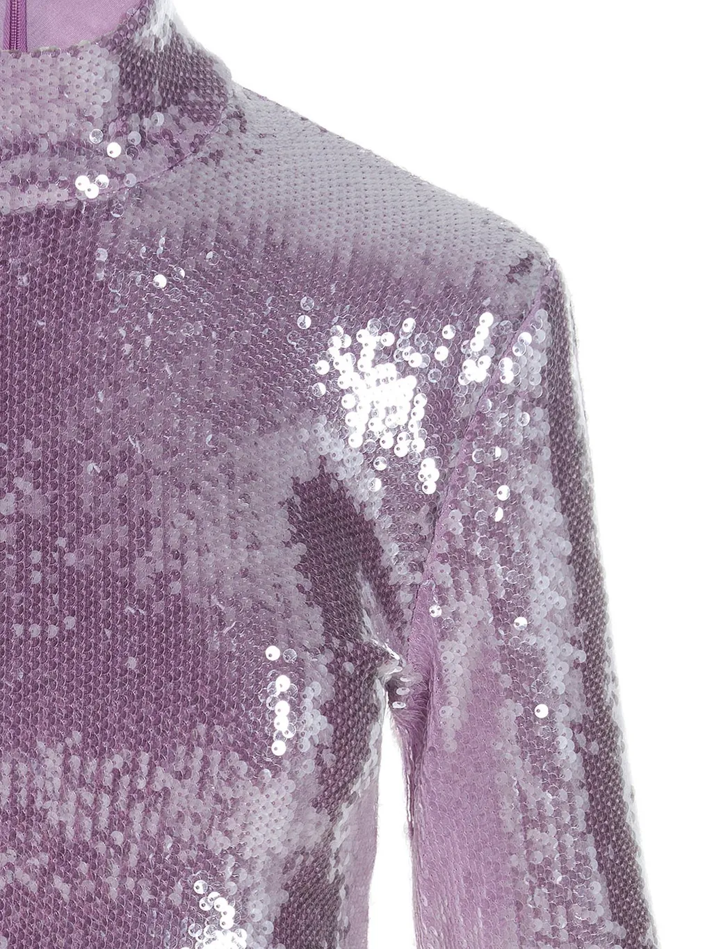 Rotate Sequinned High-Neck Cropped Top