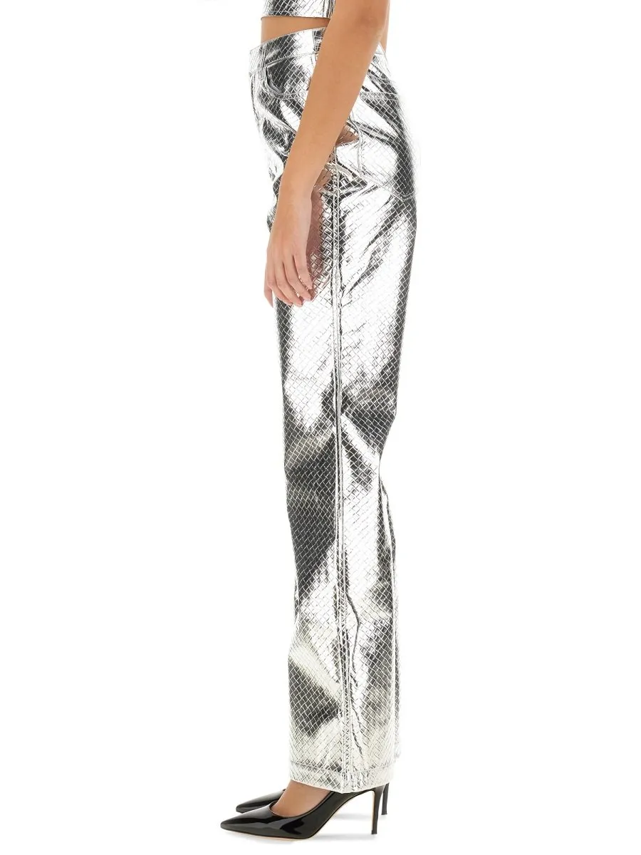 Rotate Metallic Effect Wide-Leg Trousers
