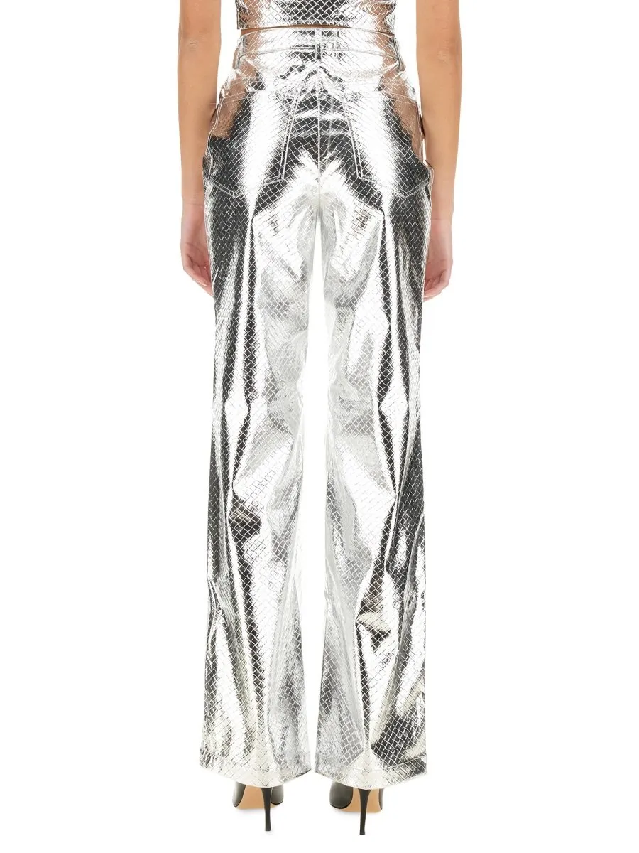 Rotate Metallic Effect Wide-Leg Trousers