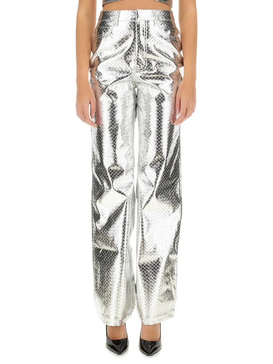 Rotate Metallic Effect Wide-Leg Trousers