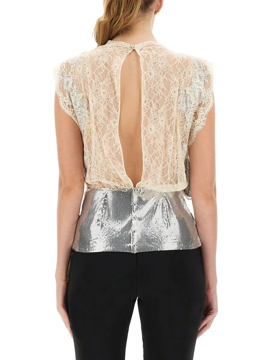 Rabanne Lace Sequin-Embellished Sleeveless Top