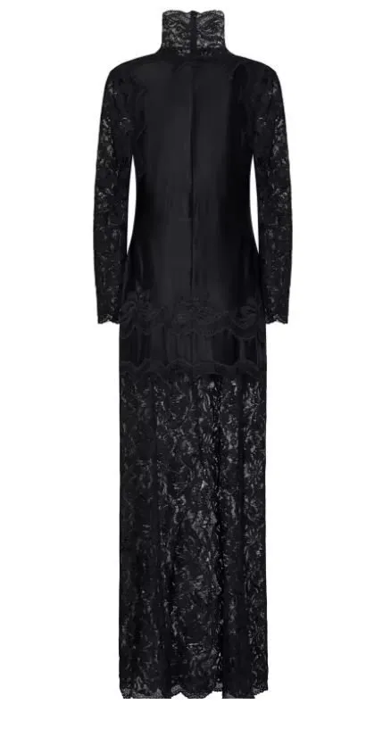Rabanne Floral Lace High-Neck Long Dress