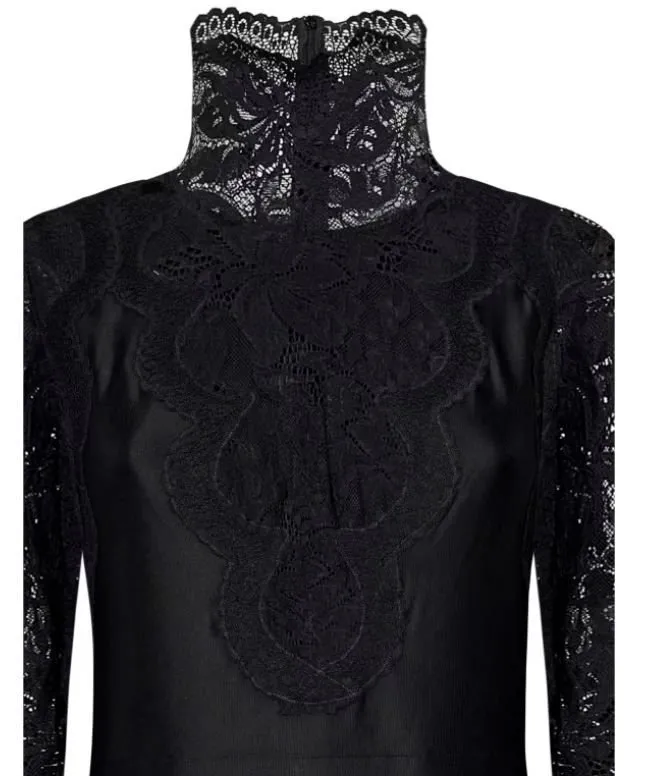 Rabanne Floral Lace High-Neck Long Dress
