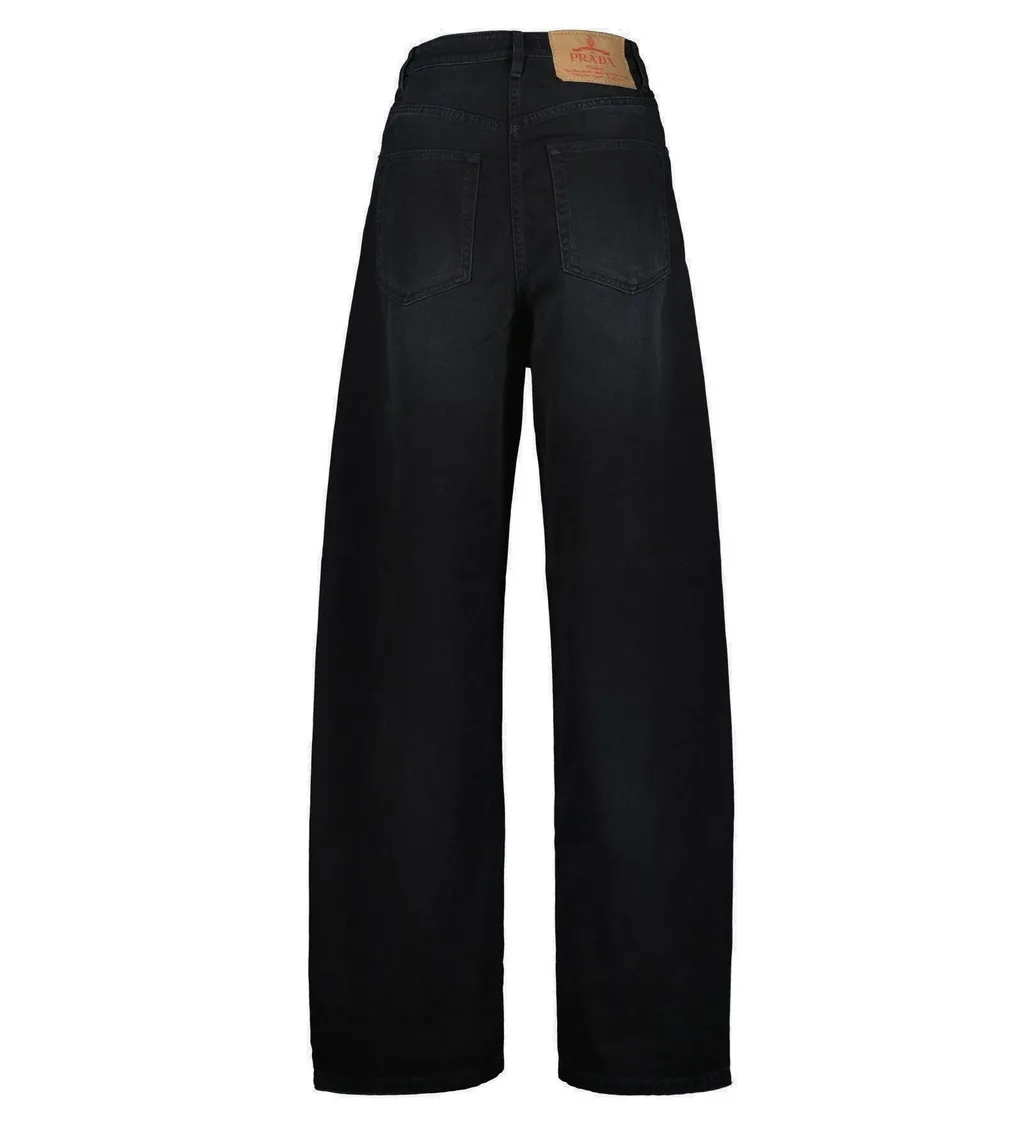 Prada Logo-Patch Wide Leg Jeans