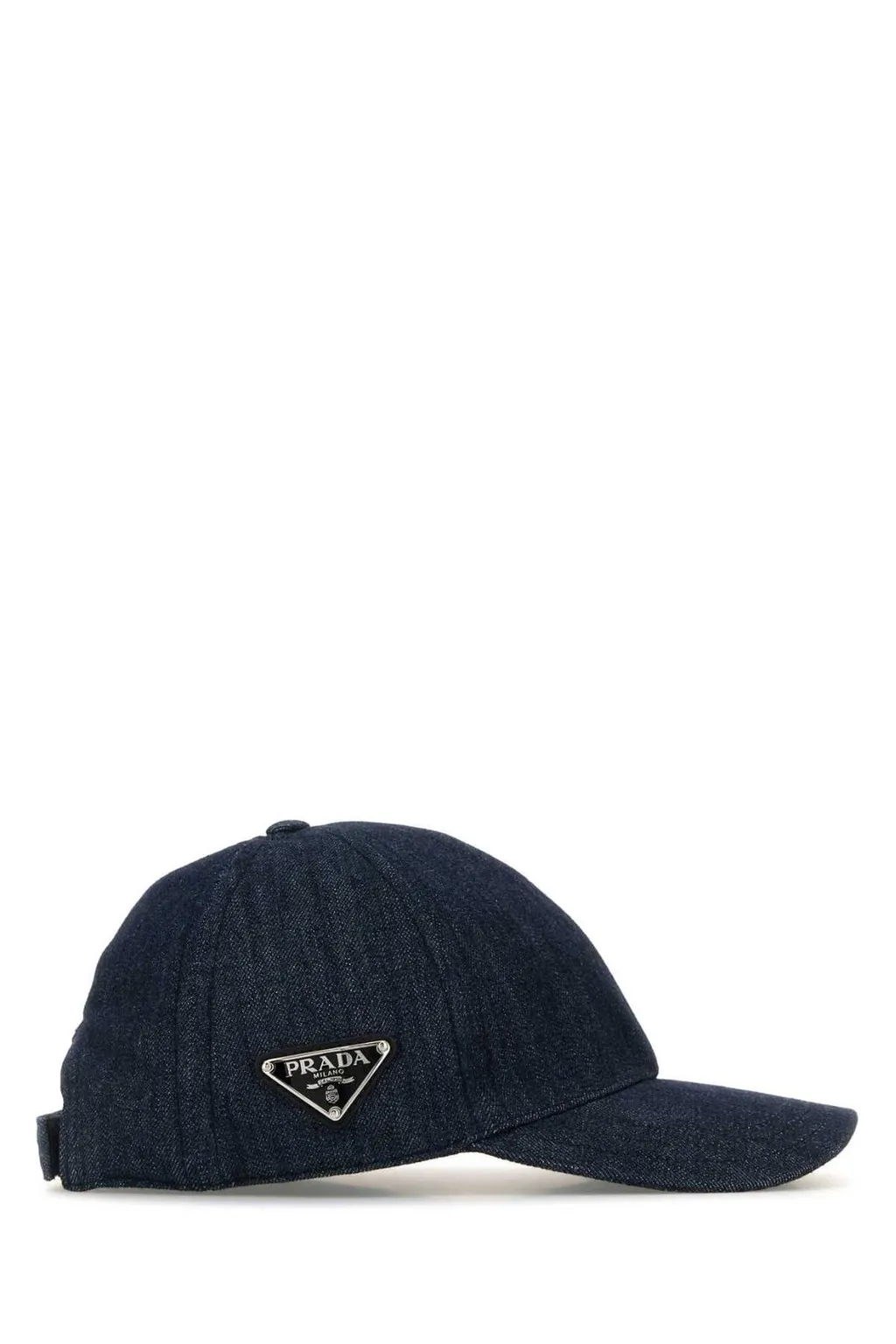 Prada Triangle-Logo Denim Baseball Cap