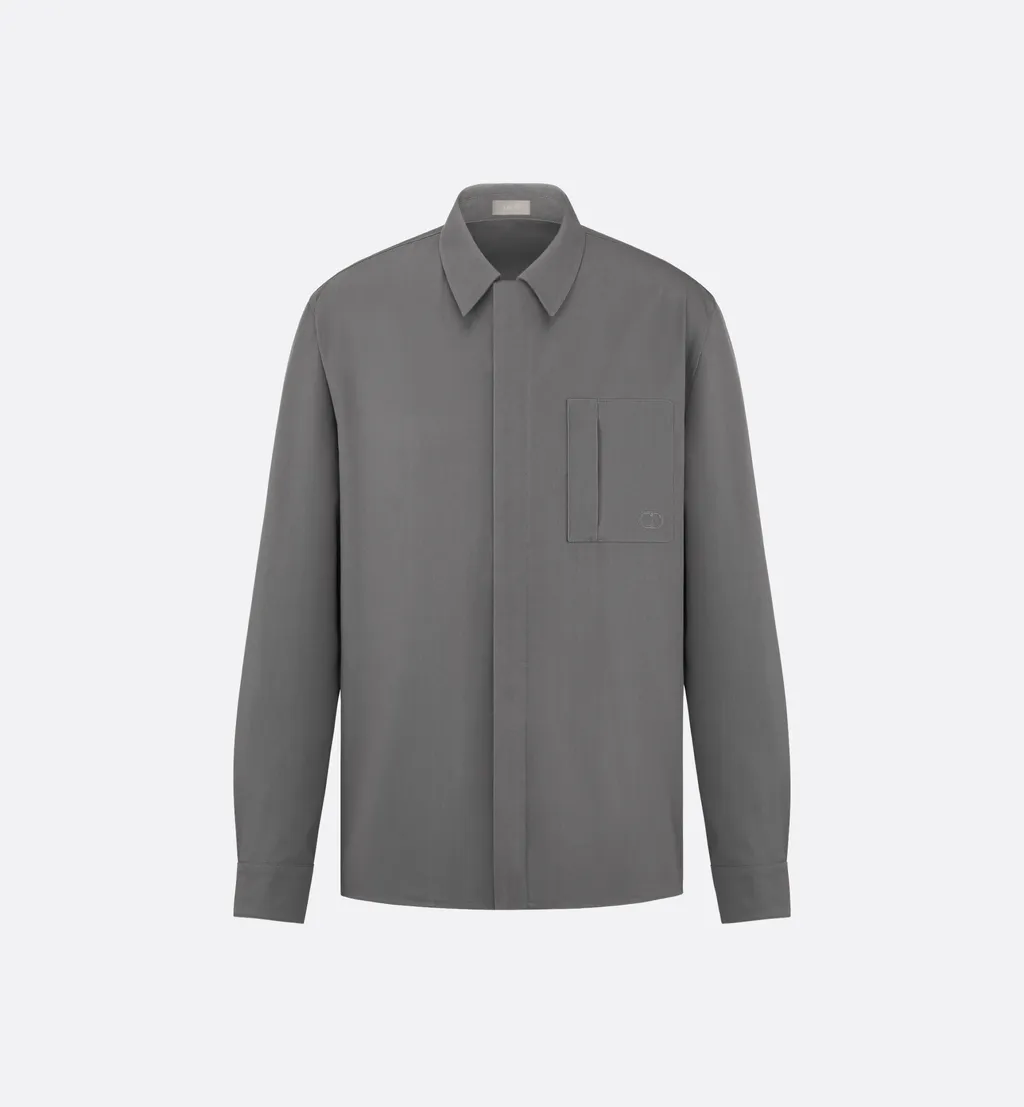 Zipped Shirt With Cd Icon Embroidery