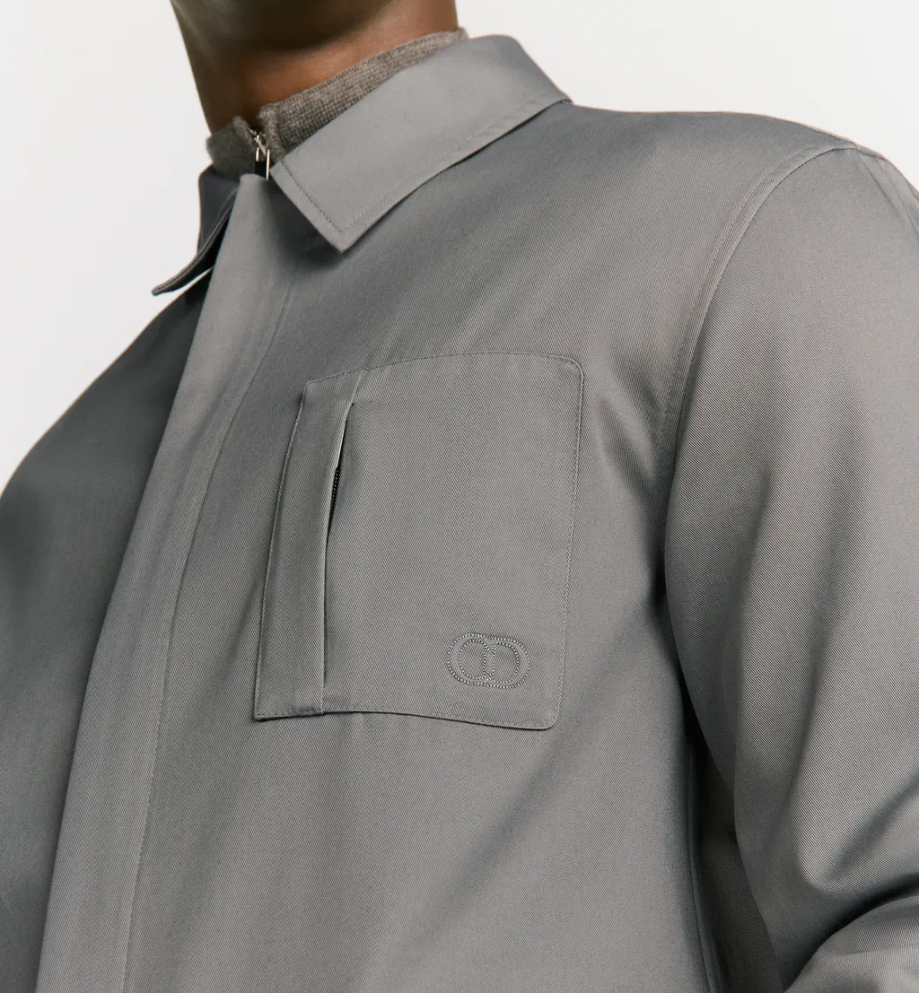 Zipped Shirt With Cd Icon Embroidery