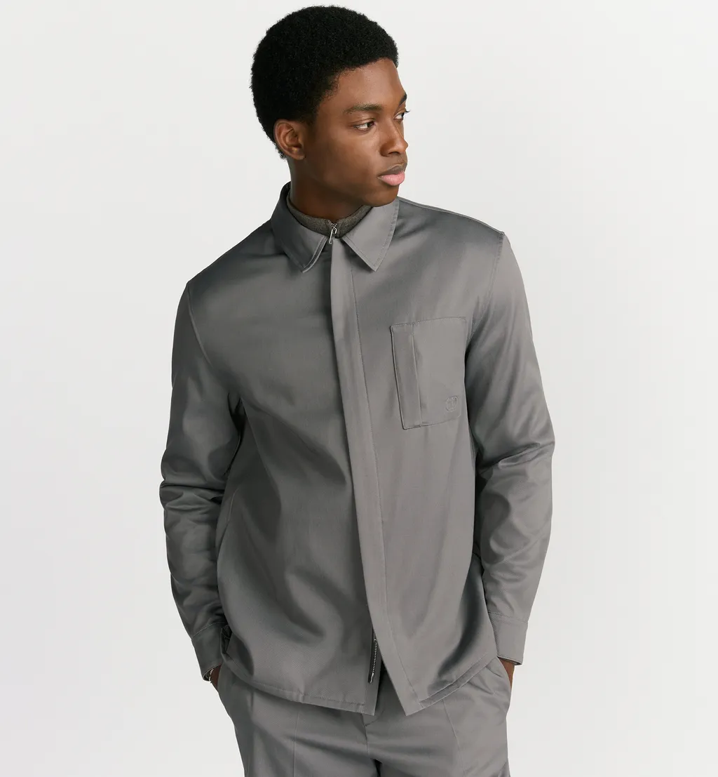 Zipped Shirt With Cd Icon Embroidery
