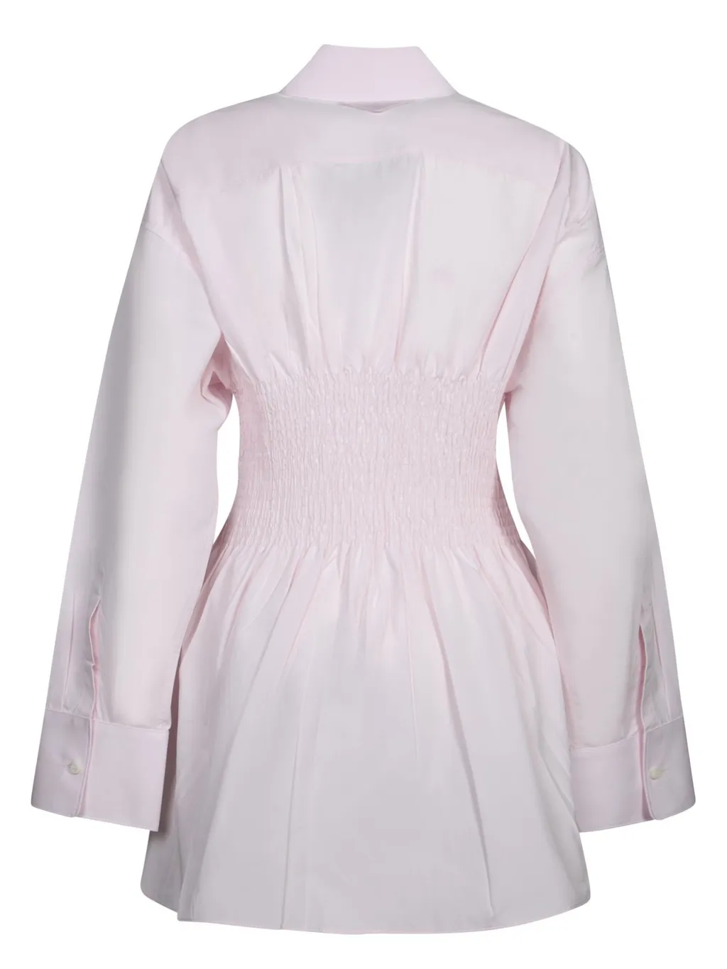 Prada Smocked-Waist Long-Sleeved Poplin Shirt