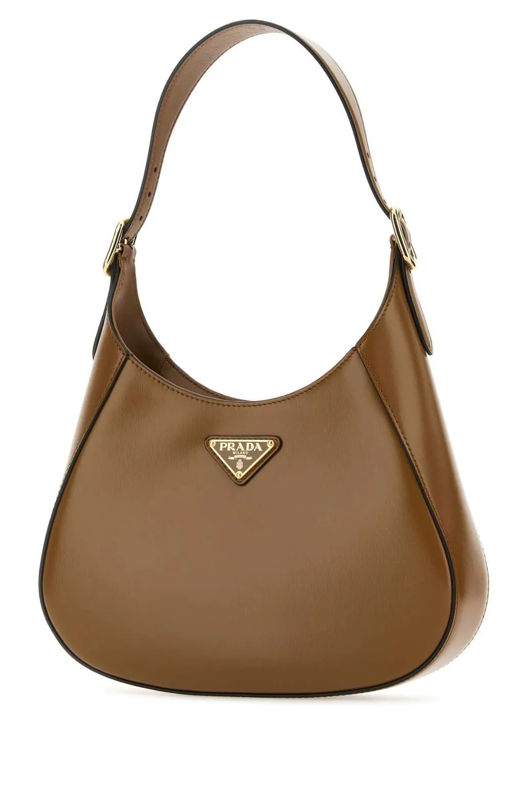 Prada Logo Plaque Zip-Up Hobo Bag