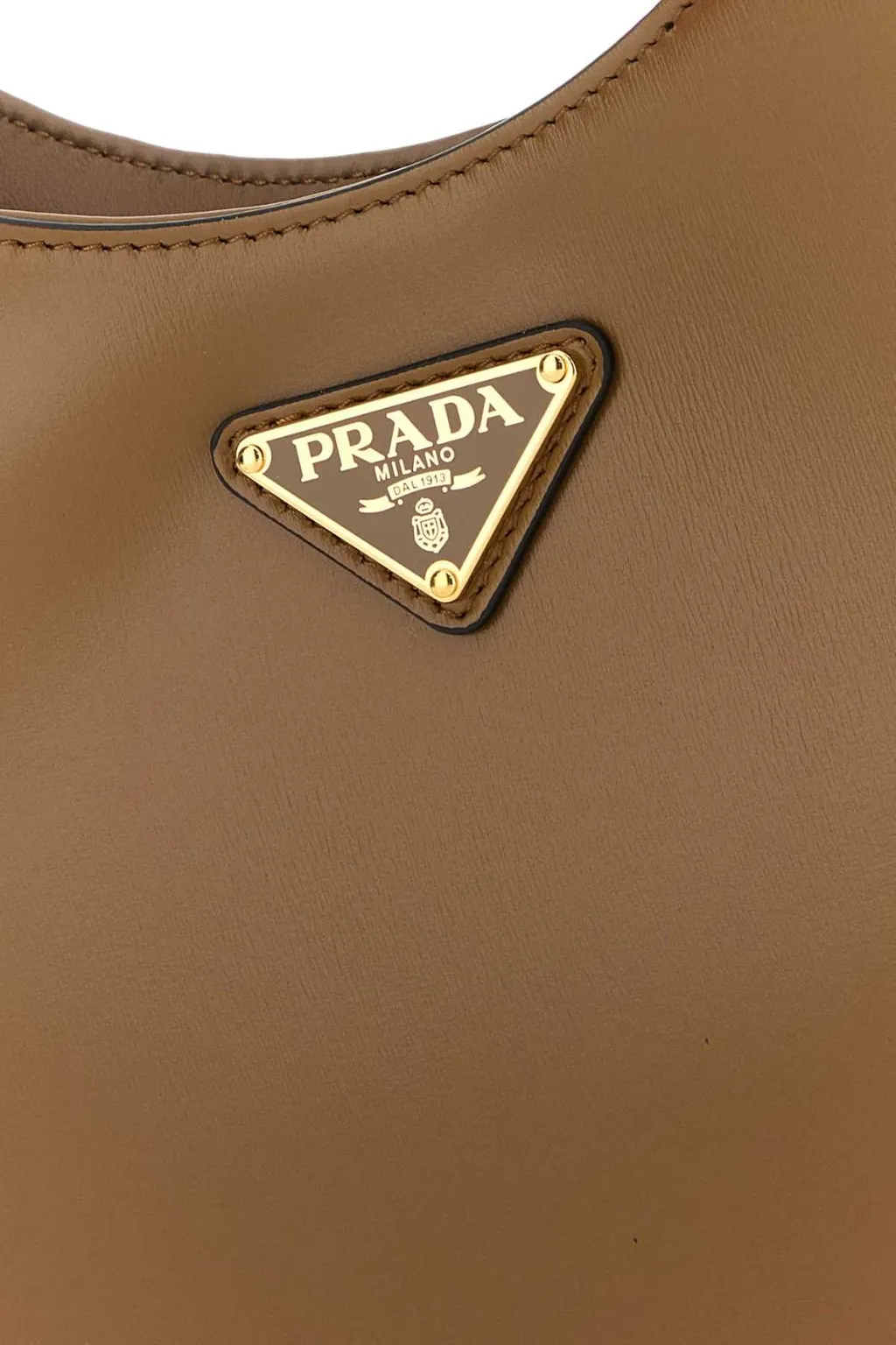 Prada Logo Plaque Zip-Up Hobo Bag