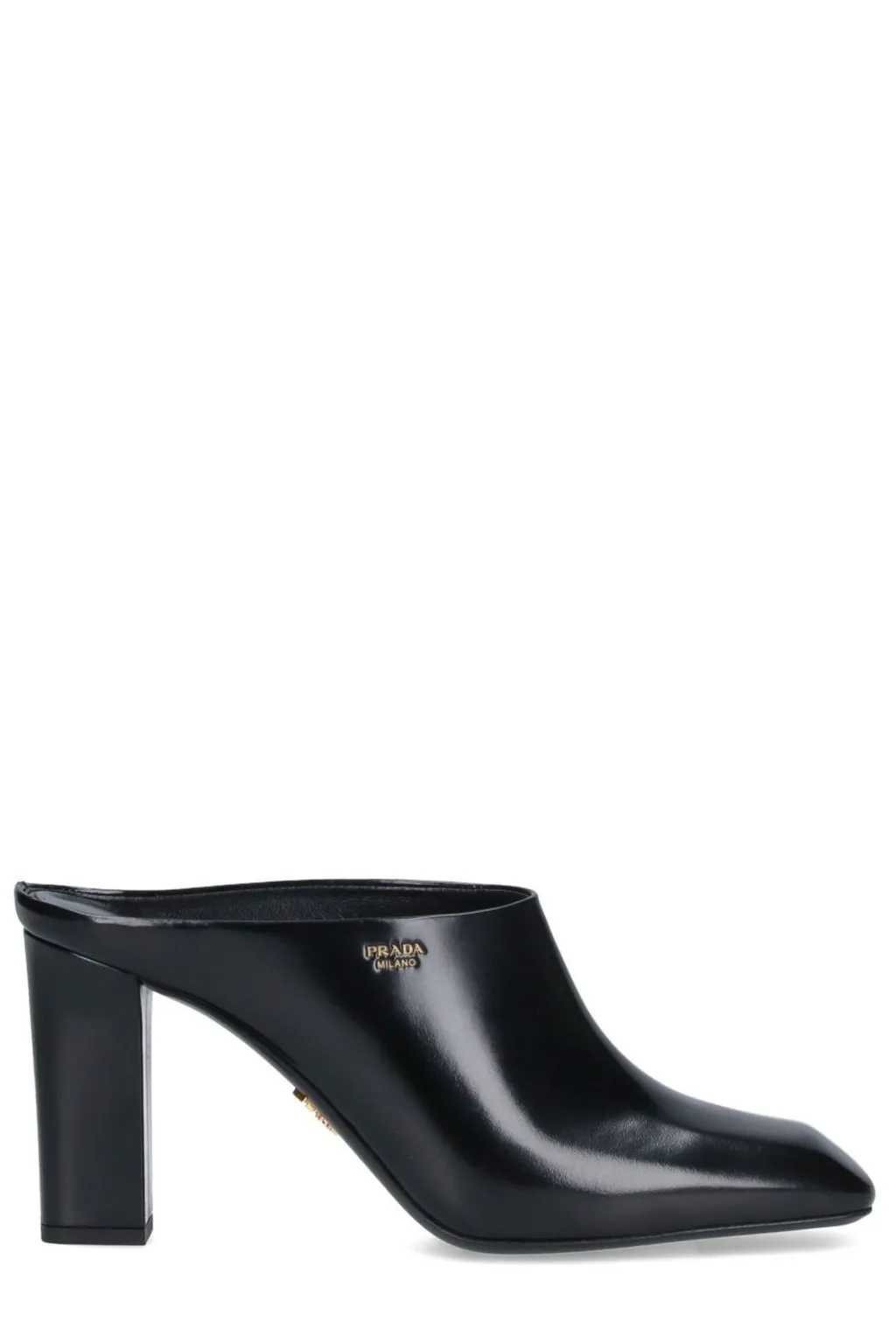 Prada Logo Detailed Square Toe Slip-On Mules