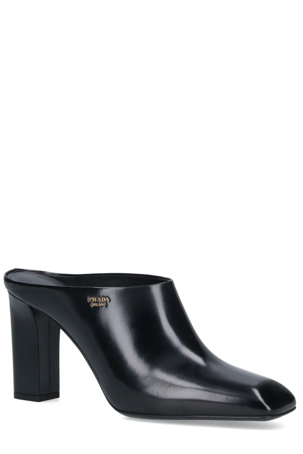 Prada Logo Detailed Square Toe Slip-On Mules