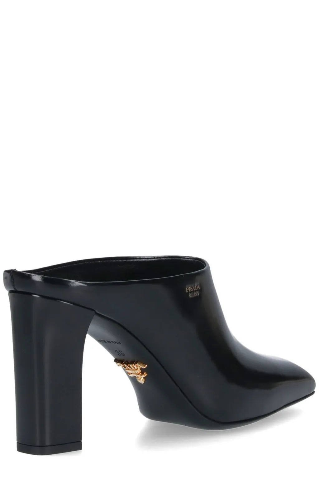 Prada Logo Detailed Square Toe Slip-On Mules