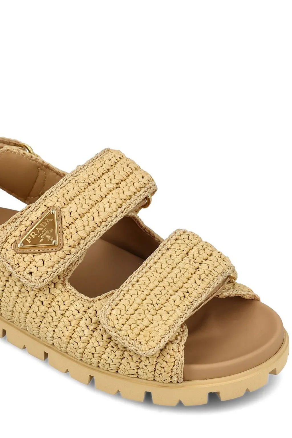 Prada Logo Patch Flat Sandals