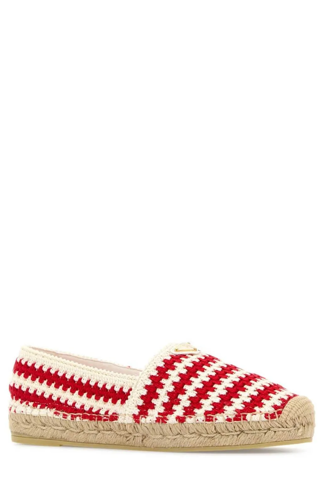 Prada Triangle-Logo Crochet Espadrilles