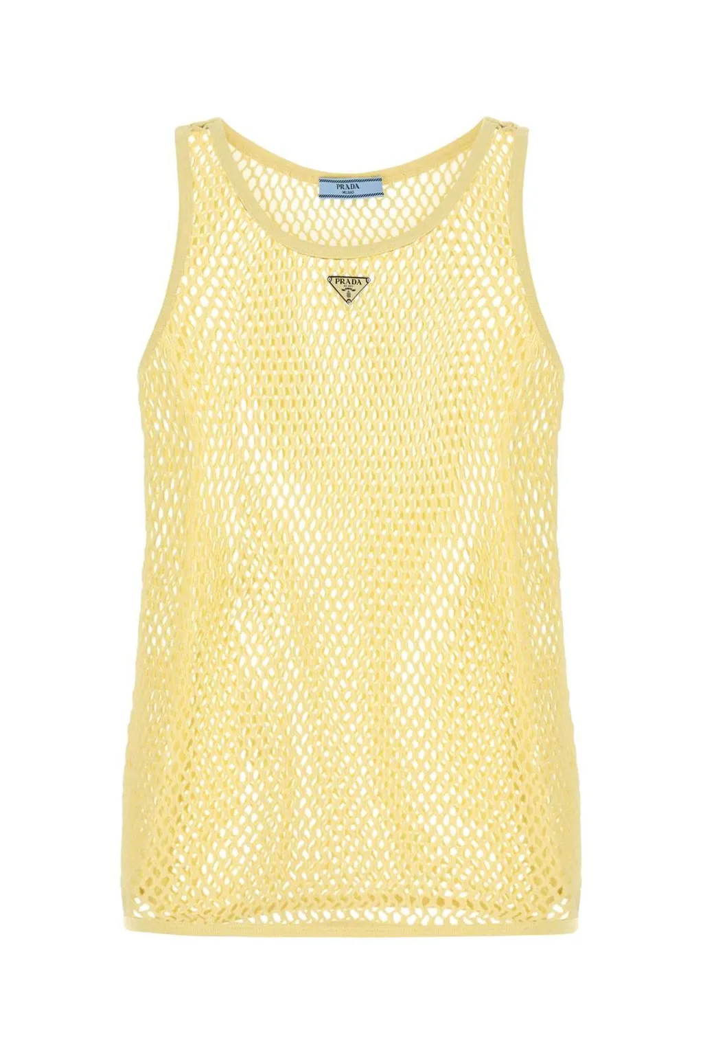 Prada Triangle-Logo Open-Knit Tank Top