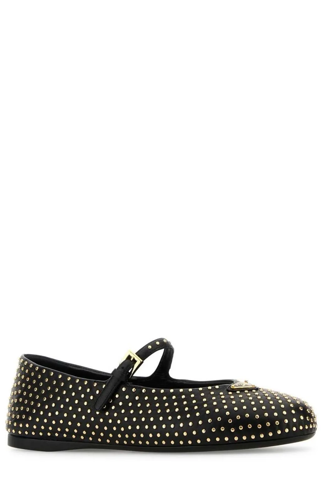 Prada Triangle-Logo Stud-Embellished Ballerina Shoes