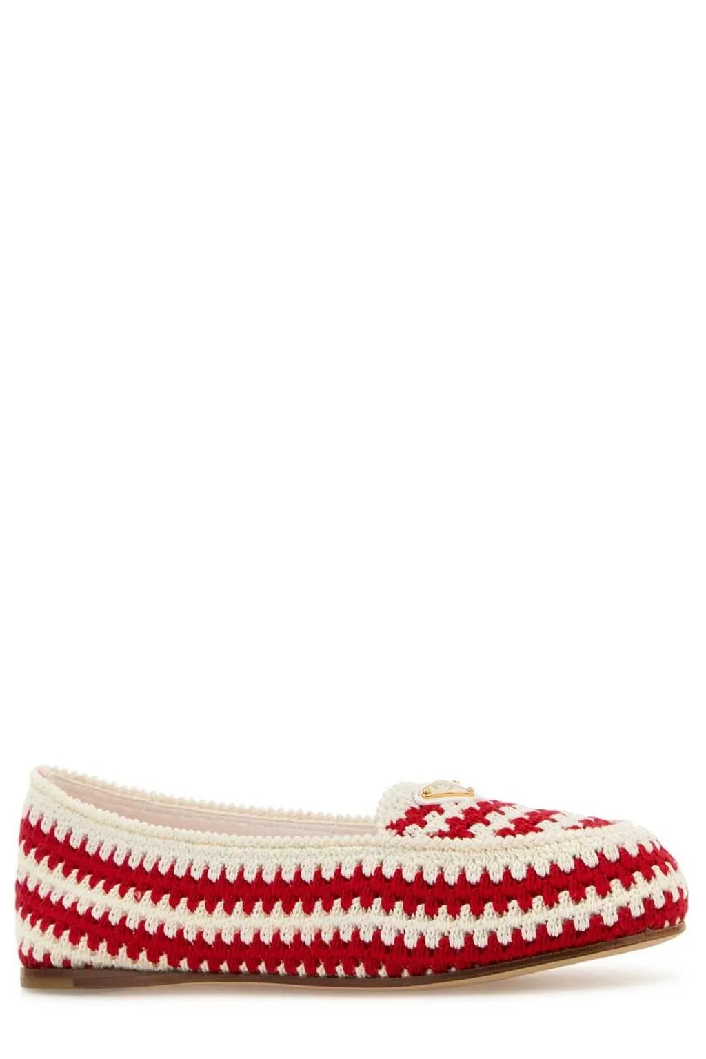 Prada Embroidered Crochet Loafers